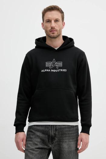 Mikina Alpha Industries čierna farba, s kapucňou, s nášivkou, 148346.373