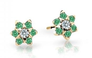 Cutie Jewellery Pôvabné detské náušnice zo žltého zlata C2152-30-X-1 zelená