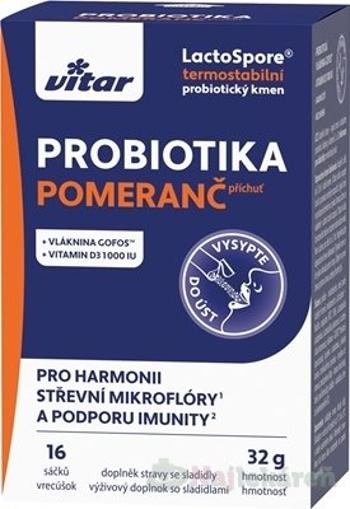 VITAR PROBIOTIKA + vláknina + vitamíny C a D3 prášok vo vrecúškach pomarančová príchuť 16 ks