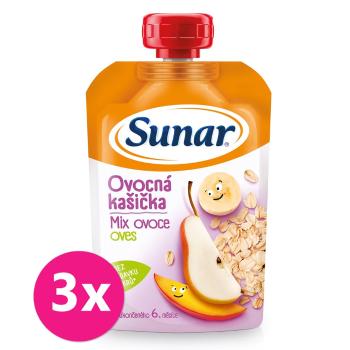 3x SUNAR Kapsička ovocná kašička mix ovocia, ovsené vločky 120 g