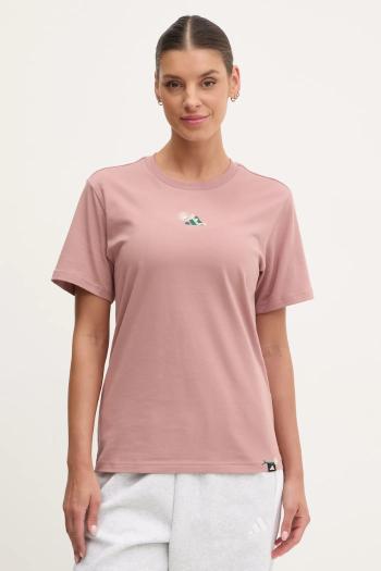Bavlnené tričko adidas W L MINI TEE dámske, ružová farba, JJ4084