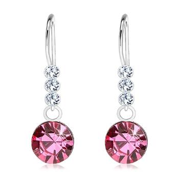 Strieborné náušnice 925, krištále Swarovski čírej a ružovej farby