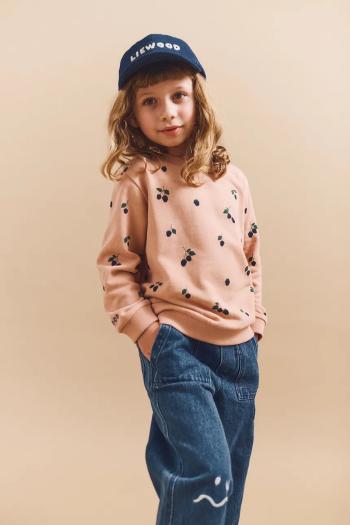 Detská bavlnená mikina Liewood Thora Printed Sweatshirt oranžová farba, vzorovaná, LW20357
