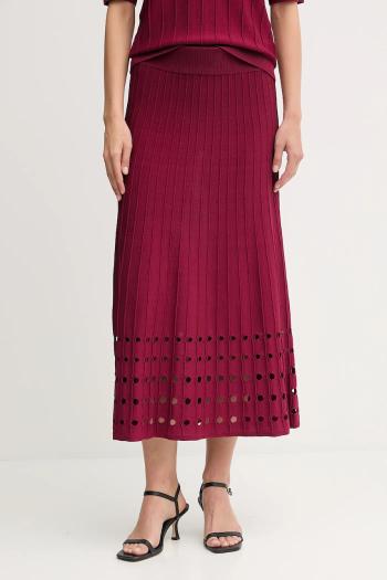Sukňa Dkny bordová farba, midi, áčkový strih, P5ERAX08