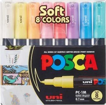 Uni Posca 60.1924 Sada akrylových fixiek 0,7 mm Soft Colors 8 ks