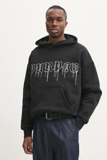 Bavlnená mikina PURPLE BRAND HWT FLEECE PO HOODY pánska, čierna farba, s kapucňou, s nášivkou, P401-HBGD125