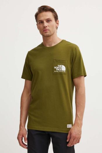 Bavlnené tričko The North Face M Berkeley California Pocket S/S Tee pánske, zelená farba, s potlačou, NF0A87U2PIB1