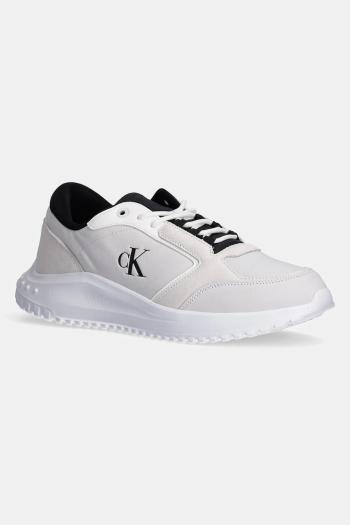Kožené tenisky Calvin Klein Jeans EVA RUNNER LOW MG WMM šedá farba, YM0YM01145