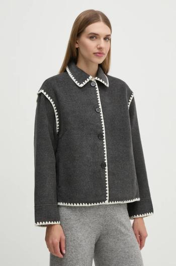 Bunda OUI dámska, šedá farba, prechodná, oversize, 88859