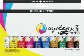 Daler Rowney System3 Sada akrylových farieb 10 x 29,5 ml