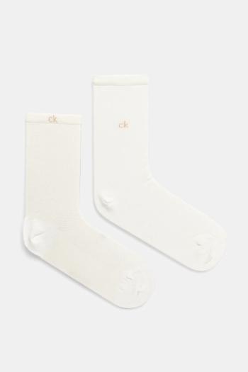 Ponožky Calvin Klein 2-pak dámske, biela farba, 701231377