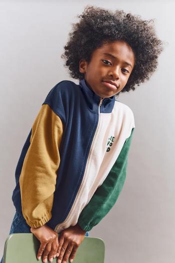 Detská bavlnená mikina Liewood Cassius Zip-up Sweatshirt tmavomodrá farba, vzorovaná, LW20080