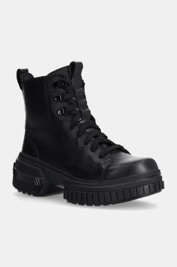 Kožené workery Sorel ONA AVE BOOT LACE WP dámske, čierna farba, na plochom podpätku, 2102151010