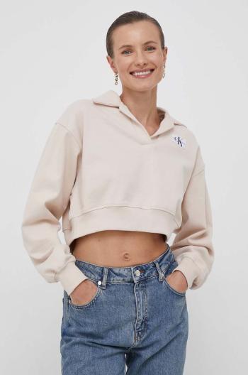 Mikina Calvin Klein Jeans dámska, béžová farba, jednofarebná