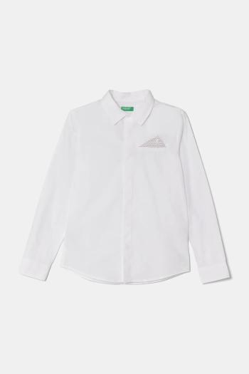 Detská bavlnená košeľa United Colors of Benetton biela farba, 59UXCQ03M
