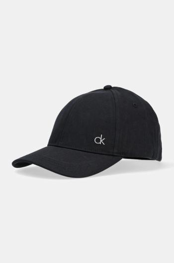 Bavlnená šiltovka Calvin Klein čierna farba, s nášivkou, K60K613102