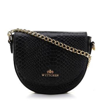 Dámska kabelka saddle bag z kože croco čierno-zlatá 99-4E-021-1G  