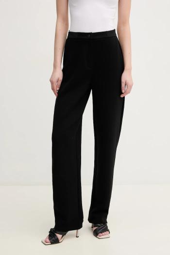 Nohavice Emporio Armani dámske, čierna farba, rovné, vysoký pás, EW000475 AF12910