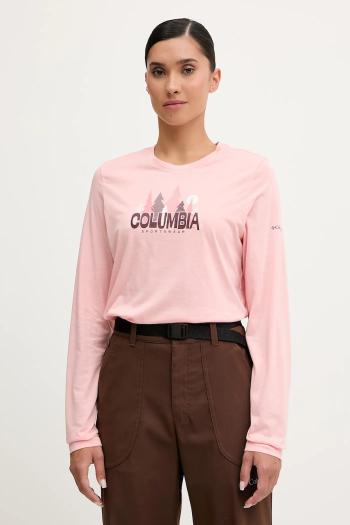 Tričko s dlhým rukávom Columbia Ruby Springs ružová farba, 2135241