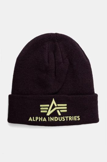 Čiapka Alpha Industries fialová farba, z tenkej pleteniny