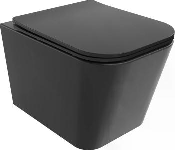 MEXEN/S - Teo Závesná WC misa čierna mat vrátane sedátka soft-close duroplastu, čierna 30850685