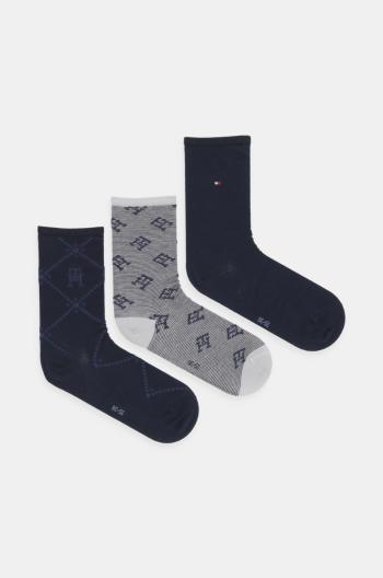 Ponožky Tommy Hilfiger 3-pak dámske, tmavomodrá farba, 701229863
