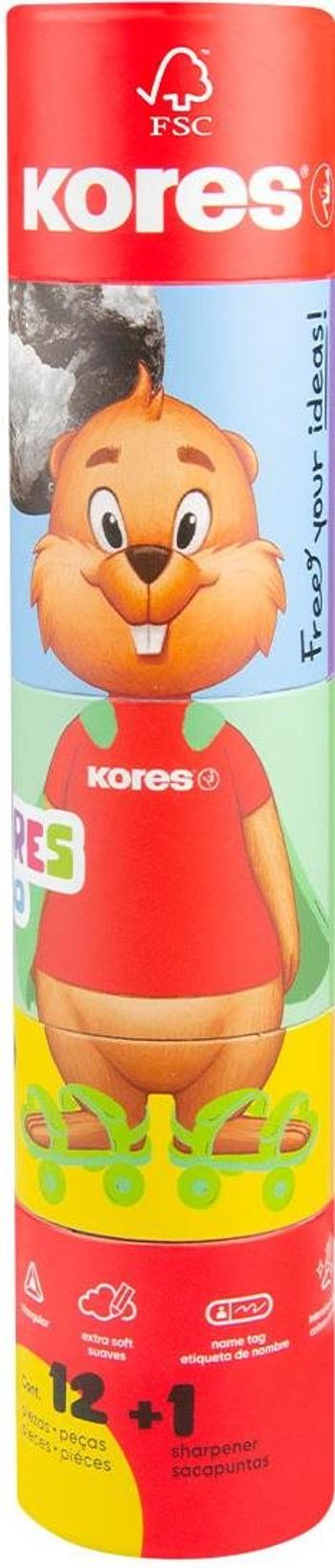 Színes ceruza Kores Kolores JUMBO Twist & Turn Szett, 12 db jumbo ceruza és faragó