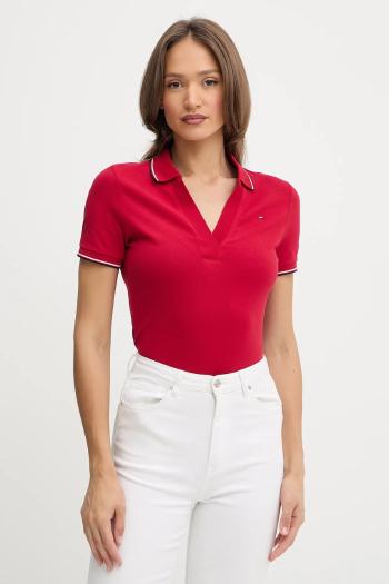 Polo tričko Tommy Hilfiger dámske, červená farba, WW0WW45736