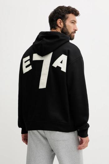 Bavlnená mikina EA7 Emporio Armani čierna farba, s kapucňou, s nášivkou, AF13797.7X000165