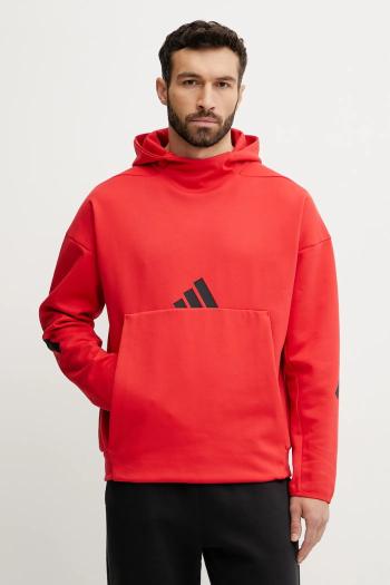 Mikina adidas Z.N.E. pánska, červená farba, s kapucňou, s potlačou, JD5322