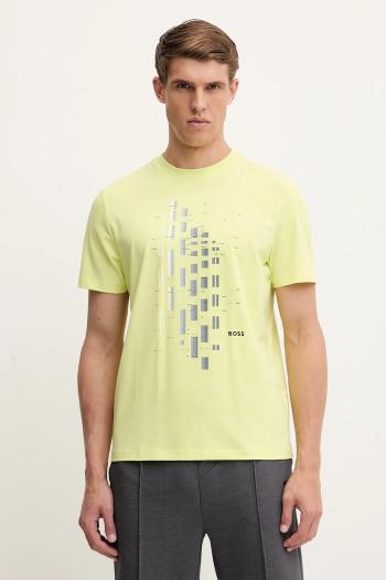 Tričko BOSS Green pánske, zelená farba, s potlačou, 50543808