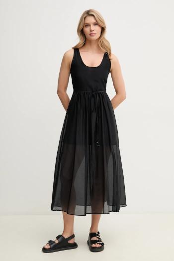Šaty s prímesou hodvábu Marella Emme by Marella čierna farba, midi, áčkový strih, 2515221172200