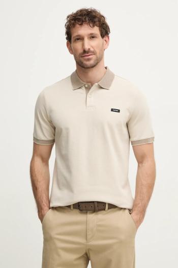 Polo tričko Calvin Klein pánske, béžová farba, jednofarebné, K10K113832