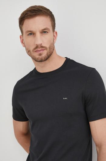 Bavlnené tričko Michael Kors čierna farba, jednofarebné