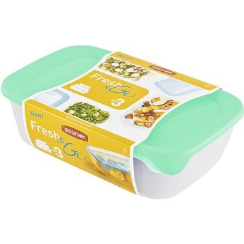 CURVER Sada dóz na potraviny FRESH & GO 2L+1L+0,5L | transparentná / zelená