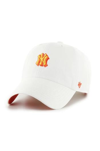 Bavlnená šiltovka 47 brand MLB New York Yankees biela farba, s nášivkou, B-CHPCU17GWS-WH