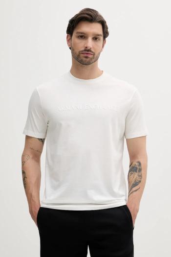 Bavlnené tričko Armani Exchange pánske, biela farba, s nášivkou, XM000554 AF10356