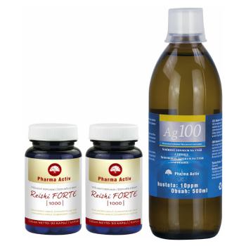 PHARMA ACTIV Reishi forte1000 180 kapsúl + Ag100 10ppm 500 ml