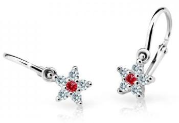 Cutie Jewellery Trblietavé detské náušnice z bieleho zlata C2118-10-X-2 červená