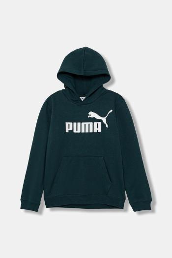 Detská mikina Puma ESS No. 1 Logo Hoodie FL B zelená farba, s kapucňou, s potlačou, 684908