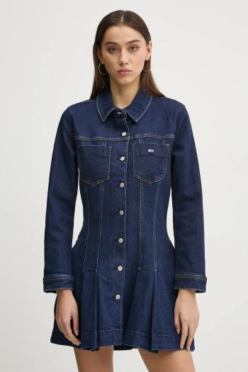 Šaty Tommy Jeans tmavomodrá farba, mini, áčkový strih, DW0DW20533