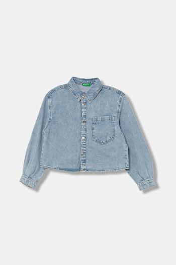 Detská riflová košeľa United Colors of Benetton modrá farba, 59K4CQ04F
