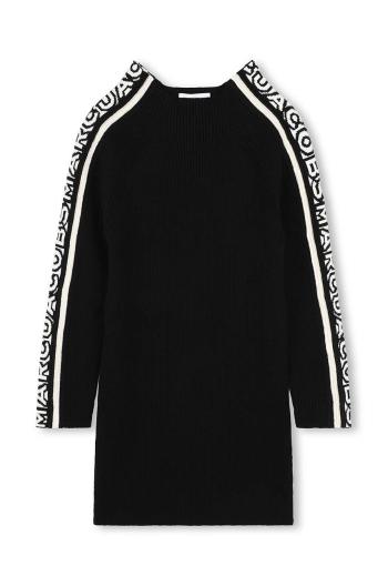 Dievčenské šaty s prímesou vlny Marc Jacobs čierna farba, mini, rovný strih, W60235