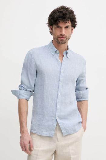 Ľanová košeľa Michael Kors slim, s golierom button-down