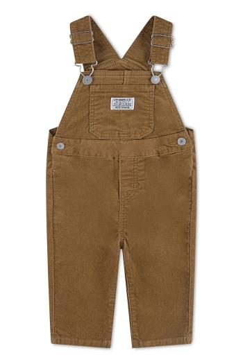 Detské bavlnené nohavice na traky Levi's CORDUROY OVERALL hnedá farba, jednofarebné, 6EJ335