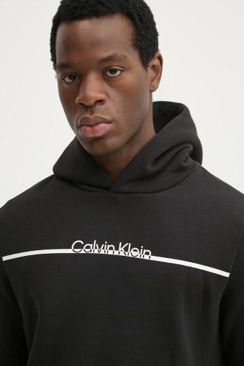 Mikina Calvin Klein pánska, čierna farba, s kapucňou, s potlačou, K10K114338