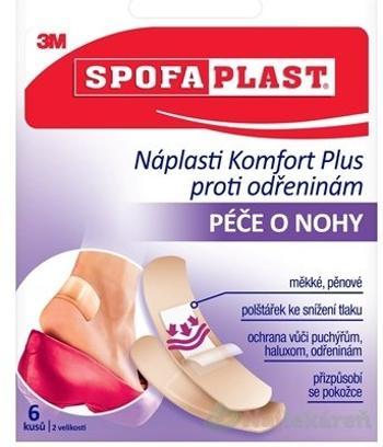 3M SPOFAPLAST č.187 Náplasti Komfort Plus, proti odreninám, starostlivosť o nohy, 2 veľkosti, 1x6 ks