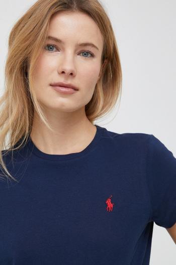 Bavlnené tričko Polo Ralph Lauren dámske, tmavomodrá farba, 211898698