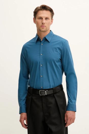Košeľa Calvin Klein biela farba, slim, s klasickým golierom, LV04LB145G