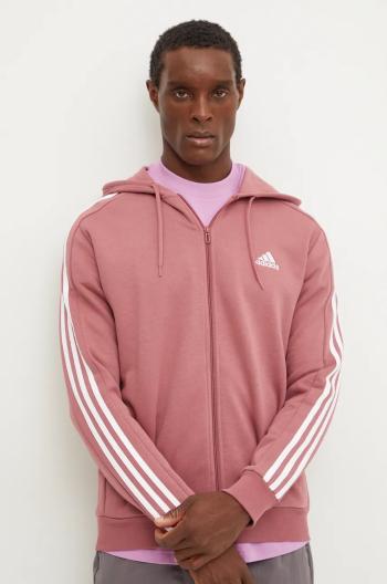 Mikina adidas Essentials pánska, ružová farba, s kapucňou, vzorovaná, IX0166
